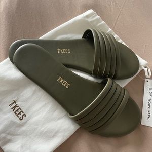 TKEES Olive Green Strappy Slide Sandals